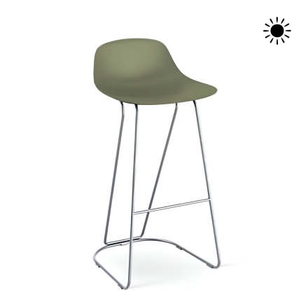 Tabouret Pure Loop Mini Dandy extérieur avec coque plastique et pieds traîneau peints