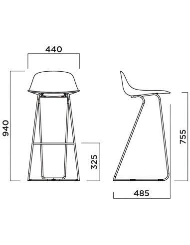 Dimensions de la chaise Pure Loop Mini Dandy pour bar