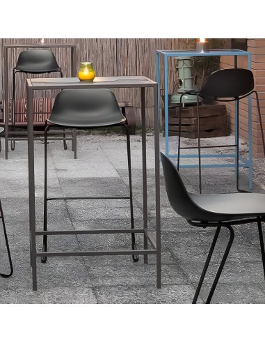 Pure loop mini hauteur cuisine extérieure - chaise haute en plastique et acier coloré pour terrasse et extérieurs
