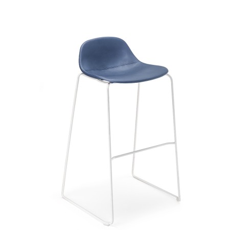 Tabouret de bar assise en tissu - pieds en acier traîneau chromé - Pure loop Mini confort
