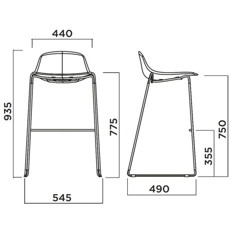 Tabouret de bar en bois avec pieds traîneau – Pure Loop Mini 2