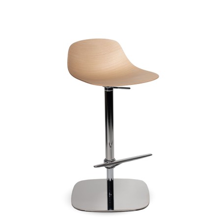 Tabouret réglable en bois 3D avec base carrée chromée - Pure Loop Mini