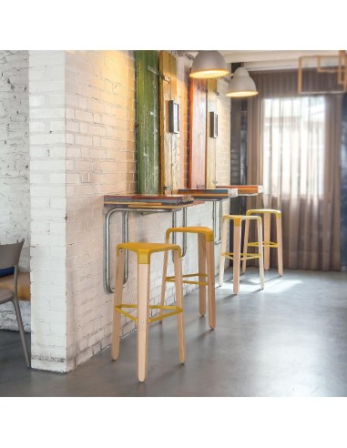 Tabouret pour plan de travail - espace de coworking, comptoirs, cafés - plastique et bois Picapau