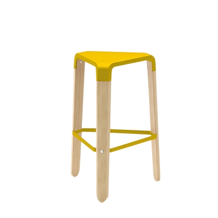 tabouret hauteur cuisine - plastique et hêtre naturel massif - design original Picapau