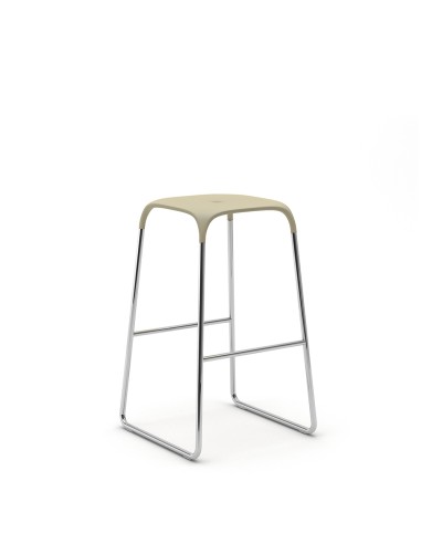 Tabouret de bar Bobo beige avec pieds chromés – assise plastique design