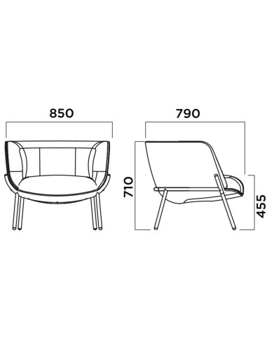 Dimensions du fauteuil lounge BomBom 4 pieds
