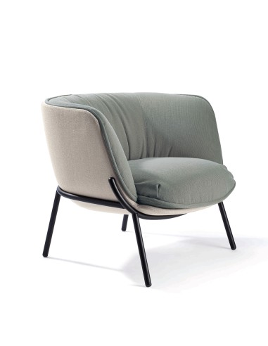 Chaise fauteuil pour salle d'attente et accueil bicolore - tissu gris et beige - Bombom