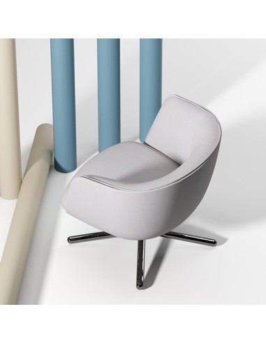 Fauteuil lounge Bombom 4 branches en tissu blanc - ambiance moderne
