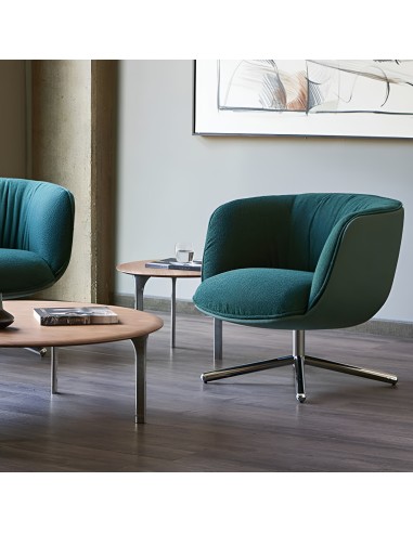Fauteuils Bombom verts à base 4 branches chromée – aménagement lounge professionnel