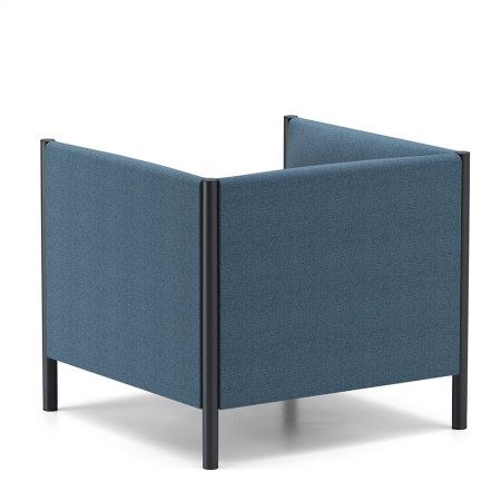 Vue arrière du fauteuil Waffle One bleu en tissu Step Melange – piètement noir et lignes épurées