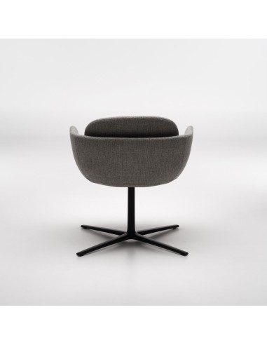 Fauteuil Peb Low Back en tissu gris foncé, vue arrière avec piètement 4 branches noir
