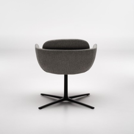 Fauteuil Peb Low Back en tissu gris foncé, vue arrière avec piètement 4 branches noir