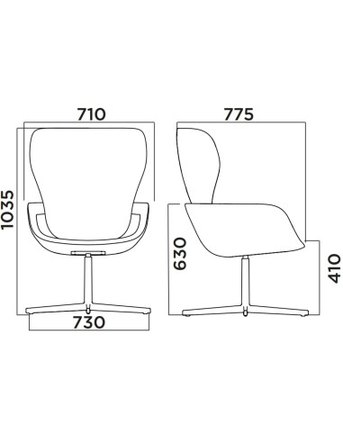 Dimensions Fauteuil Peb 4-Star Modesty Panel en tissu 