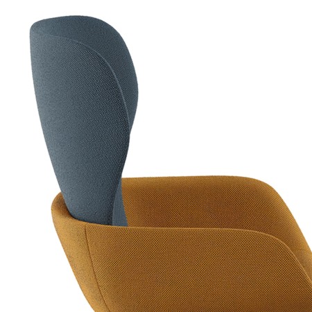 fauteuil lounge dossier haut peb en tissu bleu et marron - dossier ergonomique 2
