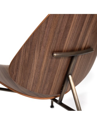 Dos de la chaise fauteuil kram pour attemte et accueil - bois naturel de noyer