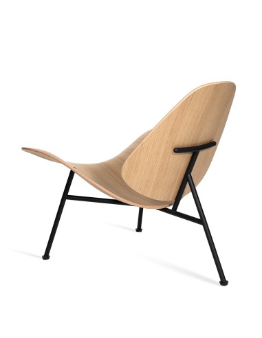 Chaise lounge large dossier pour salle d'accueil - bois de frêne et acier KRAM