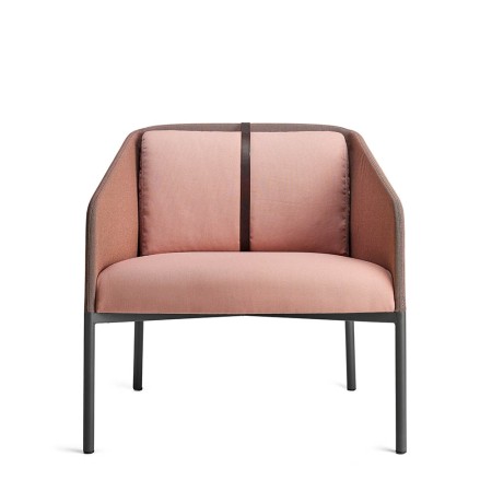 fauteuil DEMOISELLE avec ceinture en cuir- confortable siège de salle d'attente rose