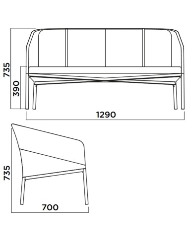 Dimensions du canapé DEMOISELLE sofa