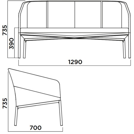 Dimensions du canapé DEMOISELLE sofa