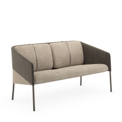 canapé design 2 places DEMOISELLE en tissu avec ceinture en cuir - salle d'attente et accueil