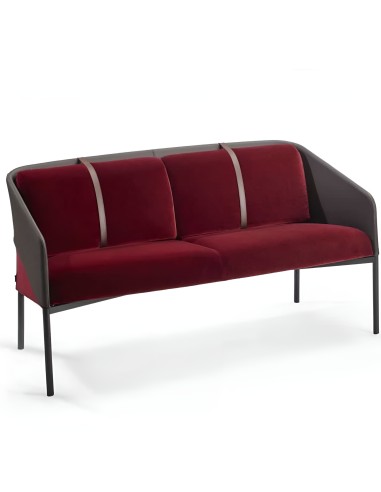 Canapé de velours rouge pour espaces raffinés et professionnels - tissu et acier à choix DEMOISELLE
