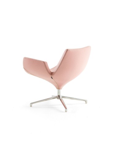 Fauteuil lounge Beetle rose à dossier bas – piétement étoile aluminium poli, vue arrière