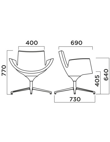 Dimensions du fauteuil bas lounge BEETLE