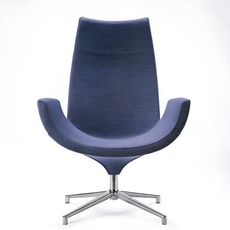 Fauteuil Beetle high back en tissu bleu – design contemporain et base étoile