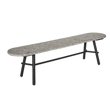 Banc Record avec assise effet terrazzo en fibre de verre recyclée et structure noire