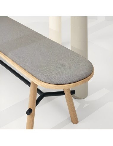 Record Bench assise en tissu gris - confort et praticité pour salle de pause et restauration