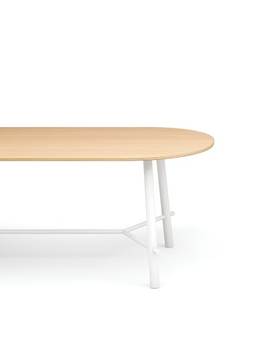 Table en bois de chêne et acier blanc - chaleureux et accueillant pour salle de pause - Record Living