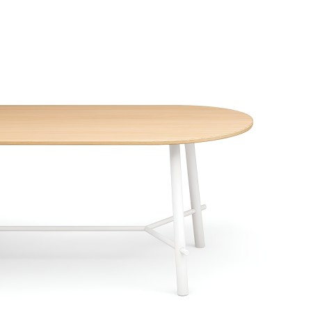 Table en bois de chêne et acier blanc - chaleureux et accueillant pour salle de pause - Record Living