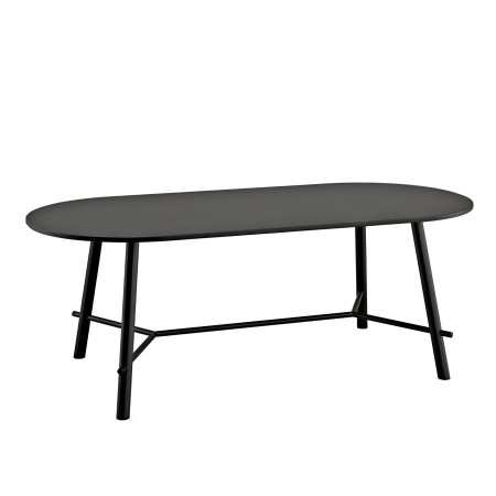 Table noire Record Living moderne et sobre, bois et acier - restauration, pause