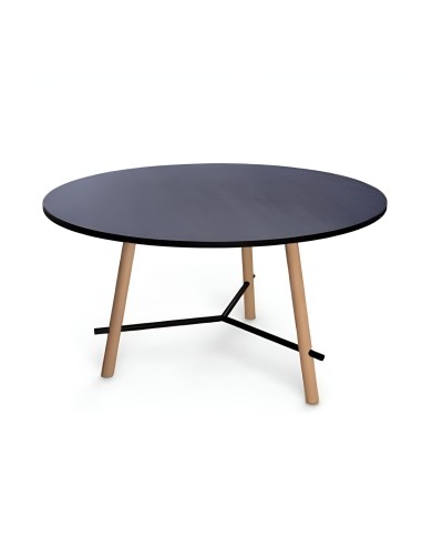Table Record Living avec pieds en bois de chêne et plateau en fenix noir - style minimaliste et moderne