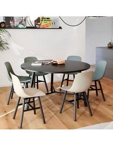 Salle à manger avec table ronde Record Living - noire épurée restauration et réunion