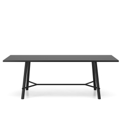 Table de réunion grand format anoir avec pieds acier noir - uniforme et minimaliste