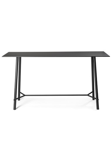 Table de réunion haute noire – Vue frontale du modèle Record Meeting avec piètement design