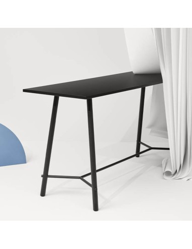 Table haute de réunion noire en acier – Design épuré pour open space professionnel
