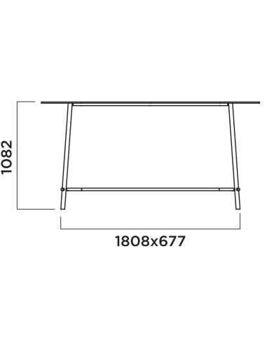 Dimensions table haute Record Meeting – dimensions 1808 x 677 mm, hauteur 1082 mm