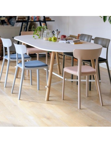 Chaise Canova en plastique recyclé avec assise rembourrée – version intérieure salle de pause