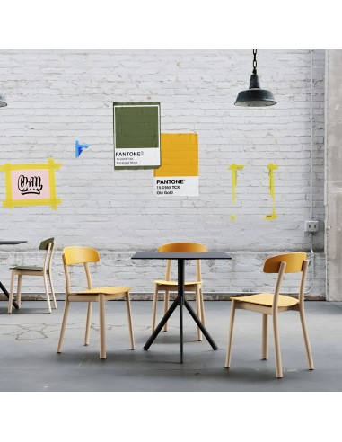 Chaise Feluca Organic avec assise jaune et structure en bois de frêne - moderne et pratique