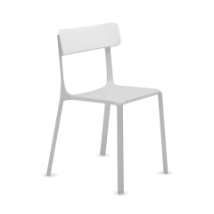Chaise blanche en plastique et aluminium pour salle d'attente, espace restauration - Ruelle plastic back