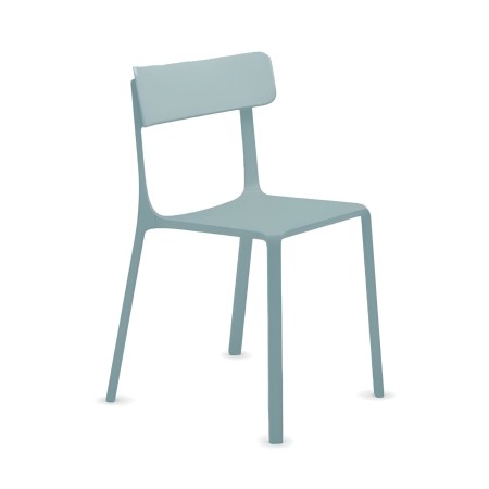 Chaise Ruelle en aluminium et plastique bleu - legerté et praticité pour restauration