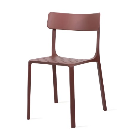 Chaise Ruelle en rouge aluminium et dossier plastique - chaise résistante et pratique