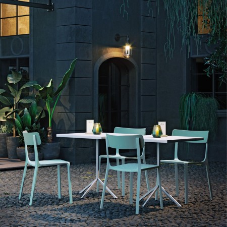 Chaise Ruelle en aluminium avec dossier plastique noir - minimaliste restauration 2