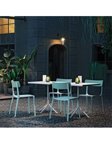 Chaise Ruelle bleue en bistrot extérieur, espace de restauration - aluminium et plastique