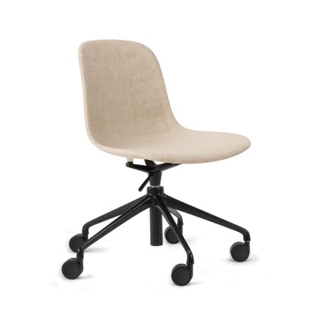 Chaise pivotante à roulettes 5 branches tissu beige – Pure Loop Mono