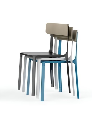 Chaise empilable Ruelle Veranda - aluminium et dossier en bois pour terrasses