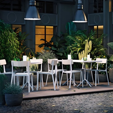 Ruelle Veranda – Chaise de café design en métal avec dossier plastique, idéale pour les vérandas et terrasses couvertes 2