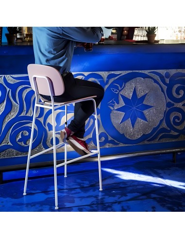 Tabouret de bar rose pour extérieurs - terrasse et comptoirs acier et plastique Tondina Pop